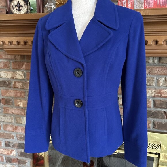 East 5th Ave Blue Lined Wool Blend Jacket Size Small Pea coat - Picture 3 of 8